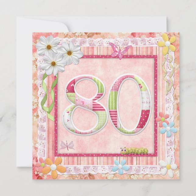 Invitation 80e anniversaire style scrapbooking (Devant)