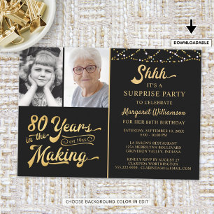 Invitation 80e anniversaire surprise ANNÉES DANS LA création 