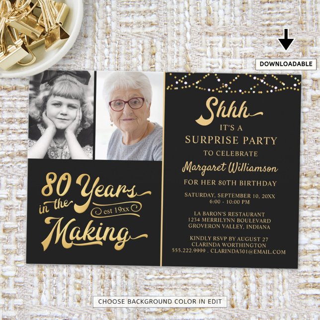 Invitation 80e anniversaire surprise ANNÉES DANS LA création  (Créateur téléchargé)