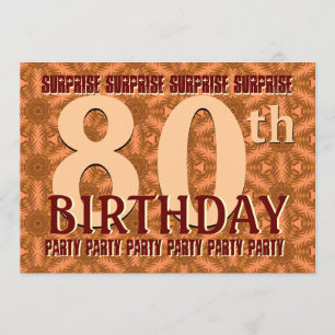 Invitation 80e Anniversaire SURPRISE Or Feu d'Artifice Étoile