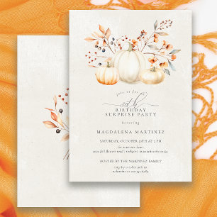 Invitation 80e anniversaire Surprise Party Citrouille blanc a