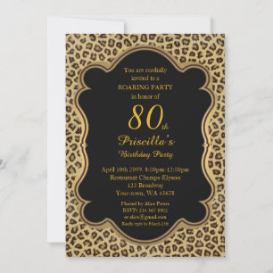 Invitation 80e, Anniversaire, toute année, Noir & Or