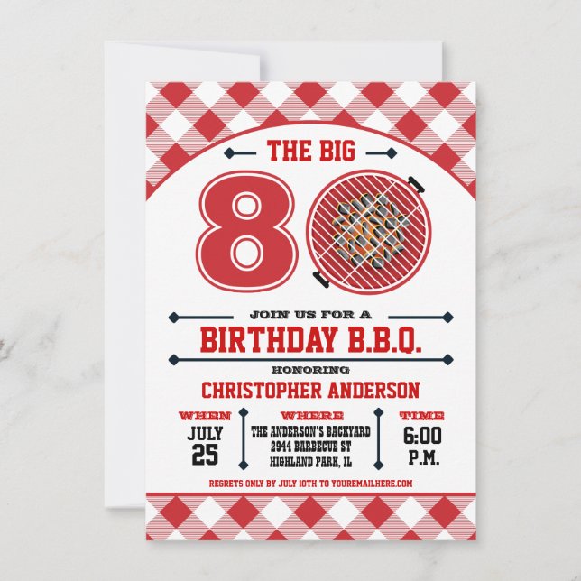 Invitation 80e Birthday Barbecue Invite (Devant)
