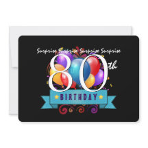 80e SURPRISE Modèle d'invitation à la fête d'anniv