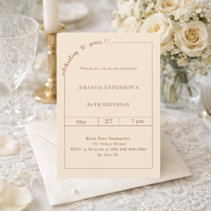 Invitation 80ème anniversaire champagne or simple moderne