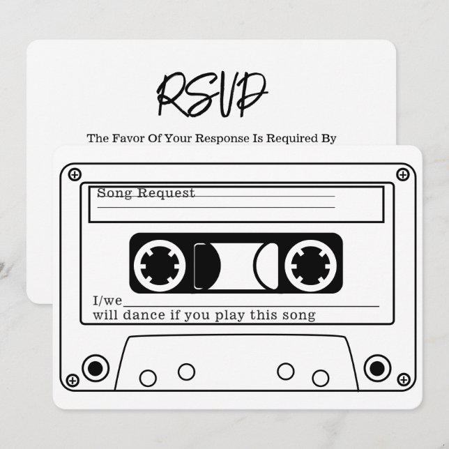 Invitation 80s Style Retro Music Tape Wedding RSVP (Devant / Derrière)