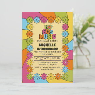 Invitation 80th Birthday Party for 60s Music Lovers