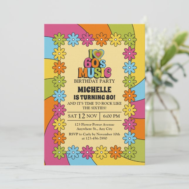 Invitation 80th Birthday Party for 60s Music Lovers (Debout devant)