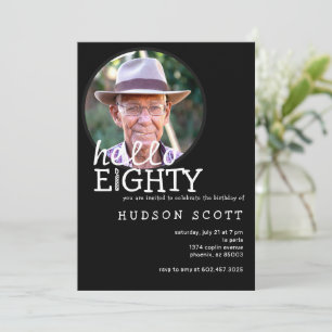 Invitation 80th Mens Anniversaire Photo Bonjour 80th Black