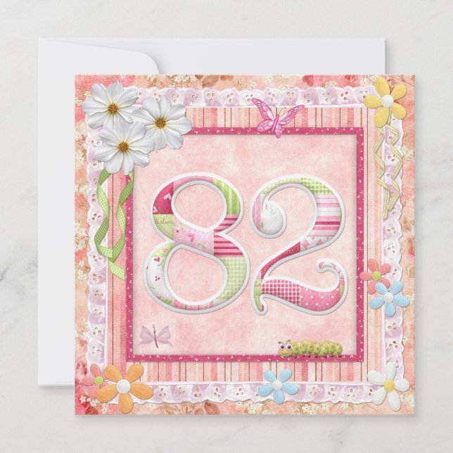 Invitation 82ème anniversaire style scrapbooking (Devant)