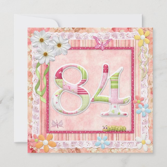 Invitation 84ème anniversaire style scrapbooking (Devant)