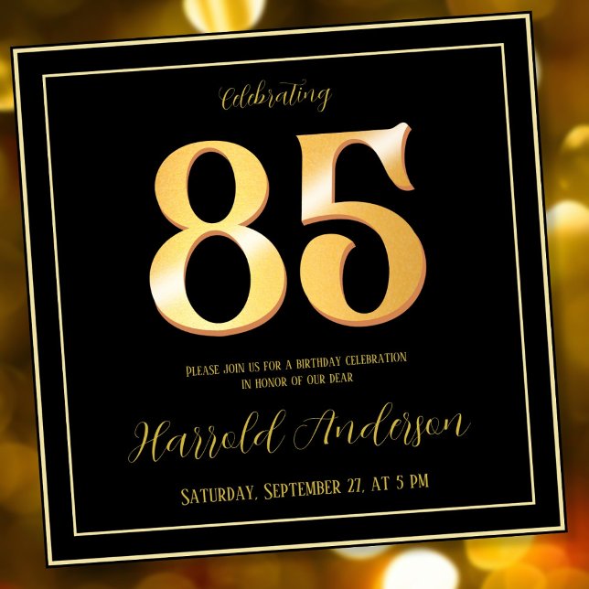 Invitation 85e anniversaire célébrant l'or avant arrière clas (Créateur téléchargé)