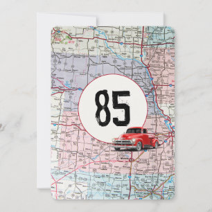 Invitation 85e Anniversaire de la fête Camion rouge Retro