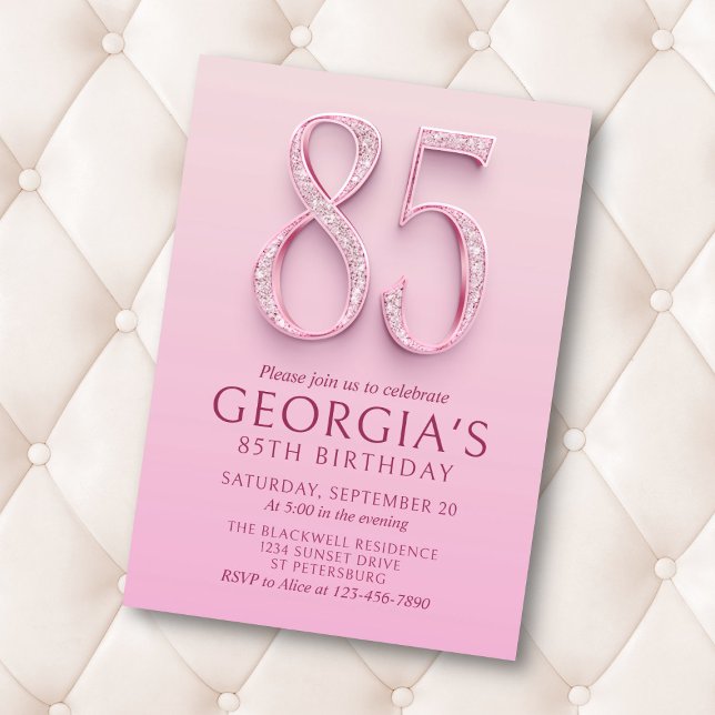 Invitation 85e anniversaire Diamants roses (Créateur téléchargé)