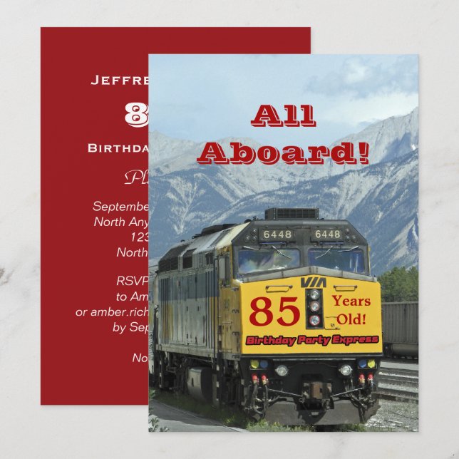 Invitation 85e anniversaire du moteur ferroviaire de la fête (Devant / Derrière)