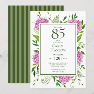 Invitation 85e anniversaire Hydrangeas roses