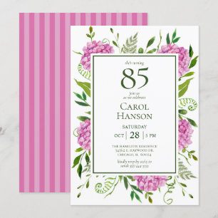 Invitation 85e anniversaire Hydrangeas roses