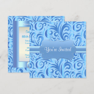 Invitation 85e anniversaire  Verr bleu, argent et blanc