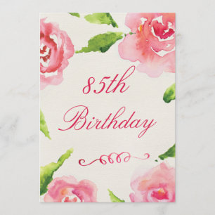 Invitation 85th Roses chics d'aquarelle d'anniversaire