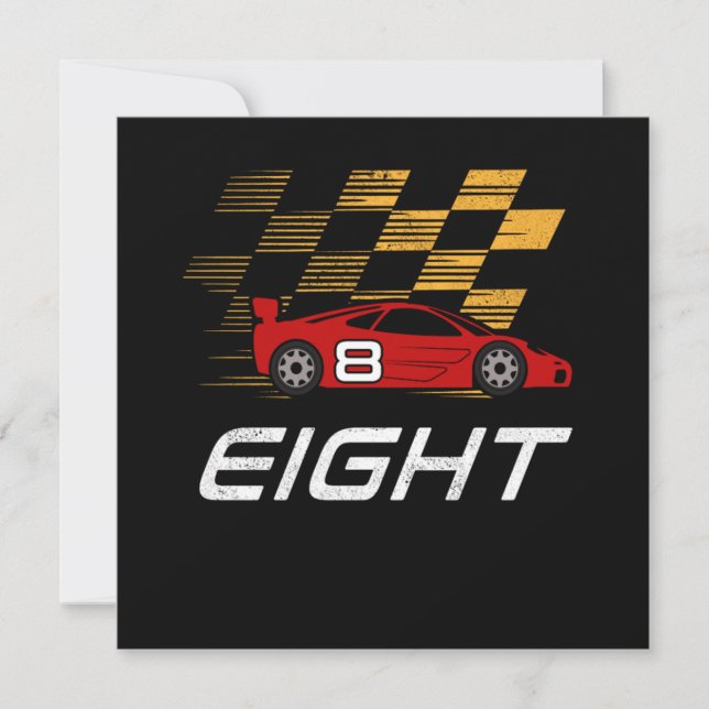 Invitation 8 Anniversaire Racing voiture cadeau 8 ans pilote  (Devant)