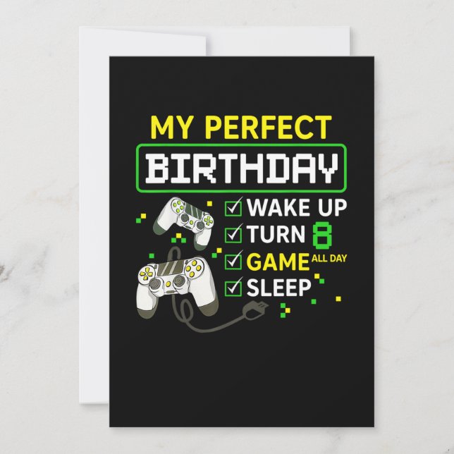 Invitation 8e anniversaire Gaming Boy Anniversaire cadeau de  (Devant)