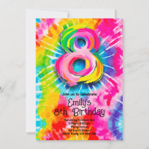 Invitation 8e Anniversaire Tie Dye