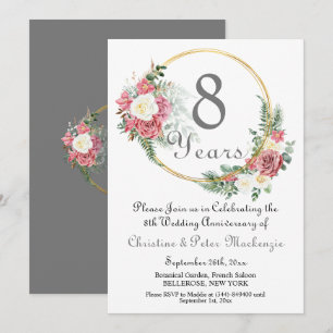 Invitation 8e Mariage de bronze Anniversaire Rose Gold Frame