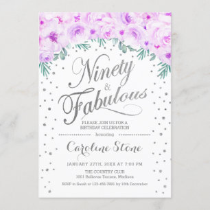 Invitation 90 Fabuleuse fête d'anniversaire - Blanc Argent vi