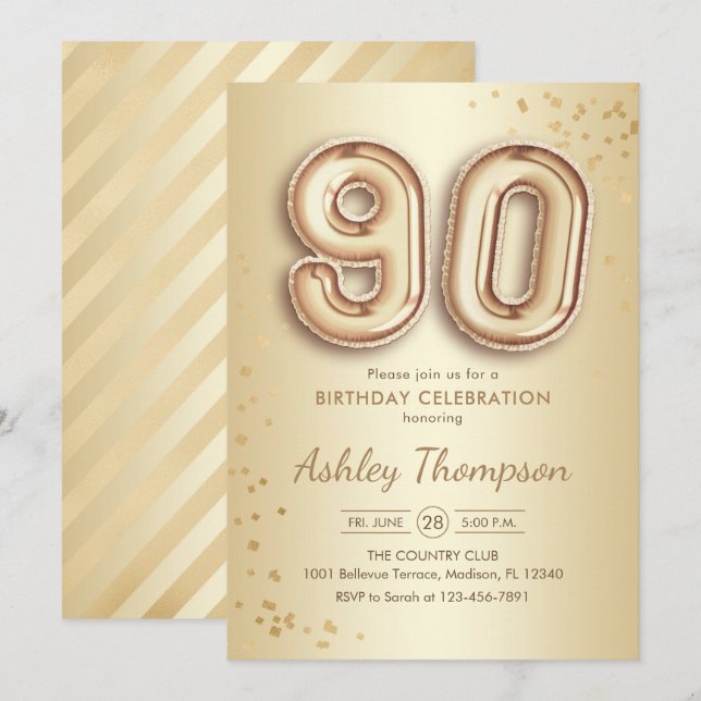 Invitation 90e anniversaire - Ballons d'or (Devant / Derrière)