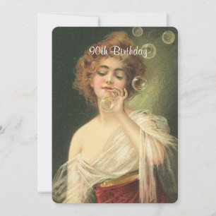 Invitation 90e anniversaire, belle femme victorienne, coutume