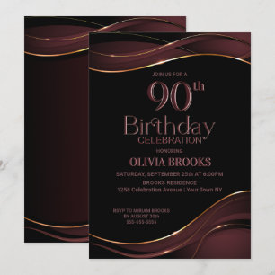 Invitation 90e anniversaire Black Dusty Pink Party