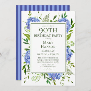 Invitation 90e anniversaire Blue Hydrangeas