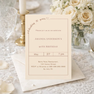 Invitation 90e anniversaire champagne or simple moderne