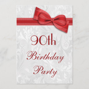 Invitation 90e anniversaire Damask and Faux Bow