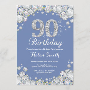 Invitation 90e anniversaire Diamant bleu et argent