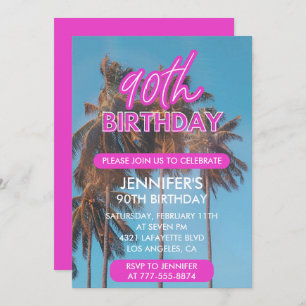 Invitation 90e anniversaire d'invitation Summer Tropical Palm