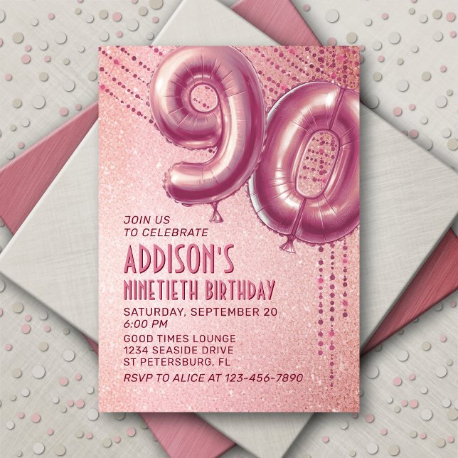 Invitation 90e anniversaire Femme Rose Gold (Créateur téléchargé)
