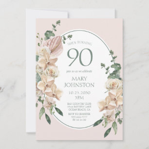Invitation 90e anniversaire Floral Tropical