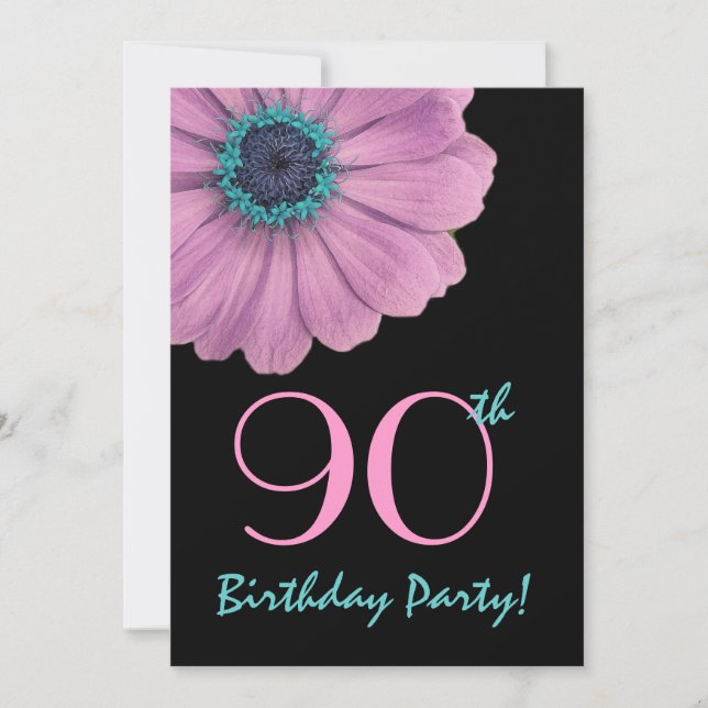 Invitation 90e anniversaire Modèle - Daisy rose (Devant)