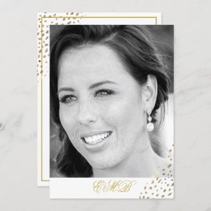 Invitation 90e anniversaire noir blanc photo or élégant