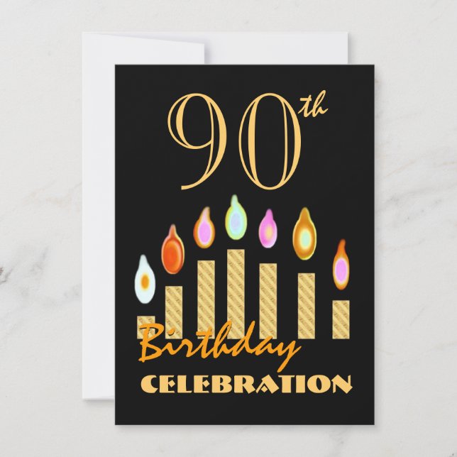 Invitation 90e anniversaire ou toute année Bougies d'or Budge (Devant)