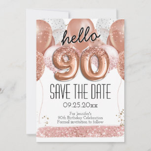 Invitation 90e anniversaire Parties scintillant rose Enregist