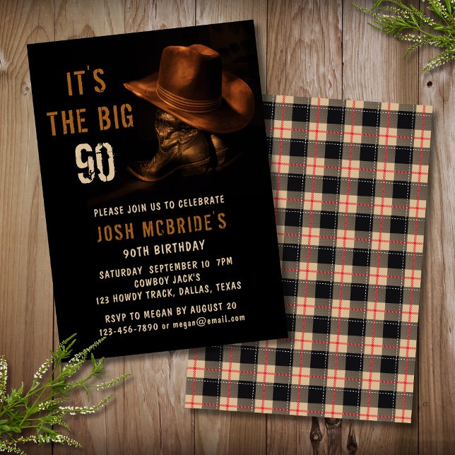 Invitation 90e anniversaire Rustic Cowboy Country Casquette B (Créateur téléchargé)