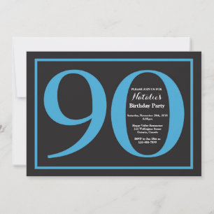 Invitation 90e Anniversaire Tableau Noir Craie Bleu et Noir
