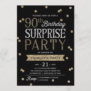 Invitation 90e Parties scintillant Confetti Surprise Party In