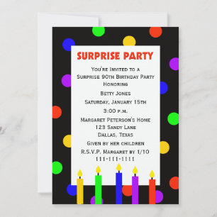 Invitation 90e Points d'invitation de fête d'anniversaire sur
