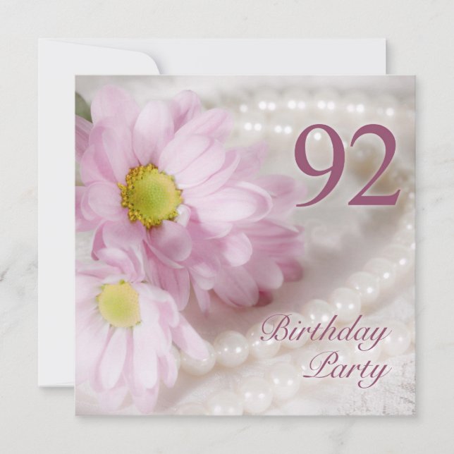 Invitation 92e anniversaire de l'Invitation with daisies (Devant)
