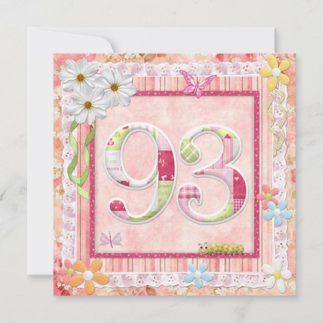Invitation 93ème anniversaire style scrapbooking (Devant)