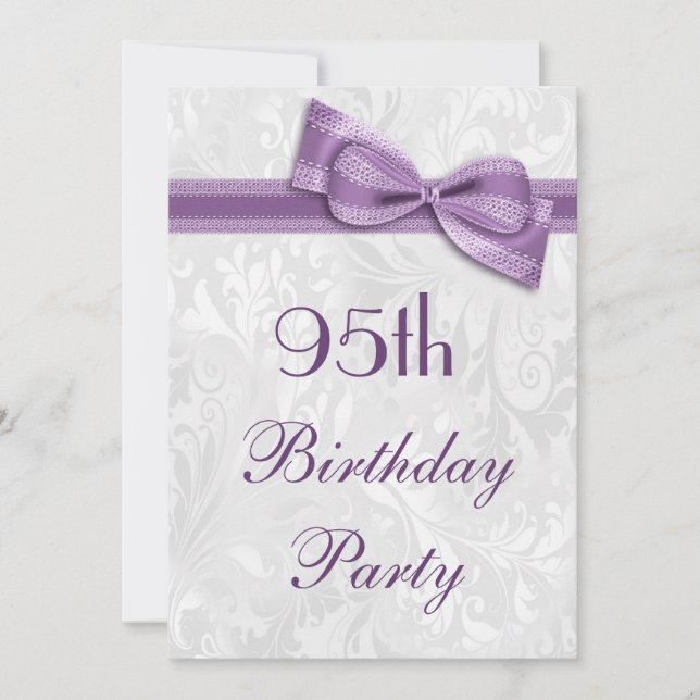 Invitation 95e anniversaire Damask and Faux Bow (Devant)