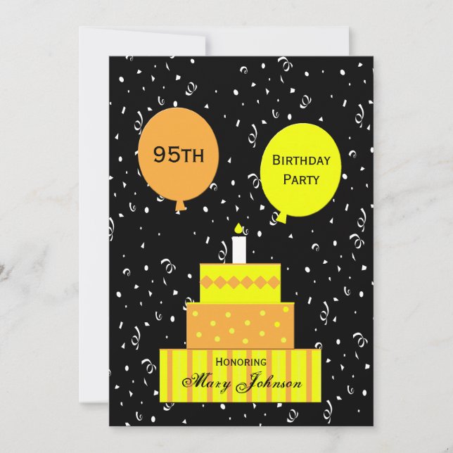 Invitation 95e anniversaire fêté Amusant 95e gâteau (Devant)
